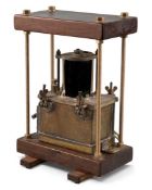 VINTAGE PLAYMIT BRASS-CASED SHIP'S STARBOARD LAMP, AP. 17249, 28cms (h), in a stained wood stand,