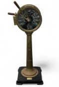 BRASS SHIP'S FLOOR-STANDING TWO-LEVER TELEGRAPH by John Hastie & Co, Greenock, Scotland, side