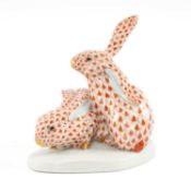 HEREND PORCELAIN HARE GROUP, 14.5cms (h) Provenance: private collection Flintshire