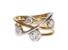 9CT GOLD & DIAMOND 'BUBBLE' RING, ring size Q, with central diamond being approx. 0.5ct and three