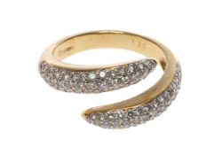 18CT GOLD MODERN DIAMOND CROSSOVER DRESS RING, total diamond weight 1.0ct approx., 6.1g in ring box,