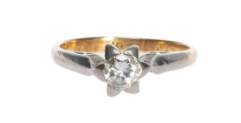 GOLD & PLATINUM SOLITAIRE DIAMOND RING, illusion setting, shank stamped '18', diamond approx. 0.2ct,