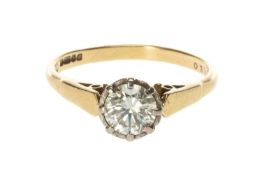 DIAMOND SOLITAIRE RING, brilliant-cut stone approx. 0.7cts, colour estimated as M/N, clarity SI1,