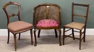 VINTAGE CHAIRS, to include a cane backed tub chair and two others (3) Provenance: private collection