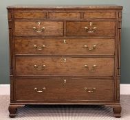 VICTORIAN MAHOGANY CHEST OF TWO OVER THREE DRAWERS, on bracket feet, with three upper secret