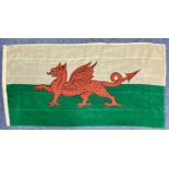 VINTAGE WELSH FLAG, Y Ddraig Goch, cotton, approx. 170 x 86cms Provenance: private collection
