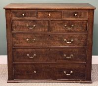 VICTORIAN MAHOGANY CHEST OF TWO OVER THREE DRAWERS, with three narrow upper drawers, brass swan neck