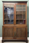 VICTORIAN MAHOGANY BOOKCASE CUPBOARD, glazed top doors with adjustable shelves, above the base