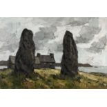 ‡ SIR KYFFIN WILLIAMS RA (Welsh 1918-2006) oil on canvas - landscape at Holy Island, near Porth