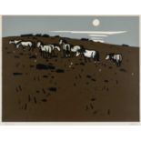 ‡ SIR KYFFIN WILLIAMS RA (Welsh 1918-2006) limited edition (93/100) linocut - 'Ponies, Anglesey',