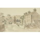 ‡ SIR KYFFIN WILLIAMS RA (Welsh 1918-2006) watercolour - North Wales village with silo, signed