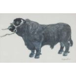 ‡ SIR KYFFIN WILLIAMS RA (Welsh 1918-2006) open edition print - Welsh black bull, fully signed, 39.5