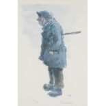 ‡ SIR KYFFIN WILLIAMS RA (Welsh 1918-2006) limited edition (111/150) lithograph - standing farmer