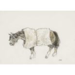 ‡ SIR KYFFIN WILLIAMS RA (Welsh 1918-2006) mixed media - a forlorn standing pony with rudimentary
