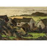 ‡ SIR KYFFIN WILLIAMS RA (Welsh 1918-2006) oil on board - view of Rhoscryman, a north Anglesey