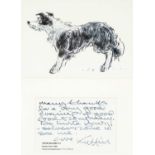 ‡ SIR KYFFIN WILLIAMS RA (Welsh 1918-2006) print - sheepdog, together with handwritten message '