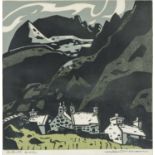 ‡ SIR KYFFIN WILLIAMS RA (Welsh 1918-2006) artist's proof linocut - 'Gwastadnant', signed in pencil,