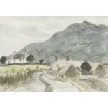 ‡ SIR KYFFIN WILLIAMS RA (Welsh 1918-2006) watercolour & pencil - Eryri (Snowdonia) landscape with