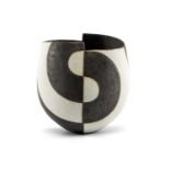 ‡ JOHN WARD (1938-2023) fine stoneware vase - starkly and precisely decorated in evenly balanced
