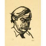 ‡ SIR KYFFIN WILLIAMS RA (Welsh 1918-2006) limited edition (1/5) linocut - self-portrait, signed