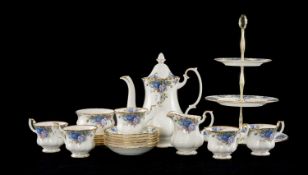 ROYAL ALBERT 'MOONLIGHT ROSE' BONE CHINA SERVICE, comprising coffee pot, milk jug, sugar bowl, 5
