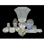 20TH CENTURY GLASSWARE, including Baccarat vase of flared hexagonal design, etched signature to