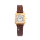 RARE LADIES' 18CT GOLD CARTIER SANTOS DUMONT WRISTWATCH, c. 1990, Ref. 9606, Cal.21 17J manual-