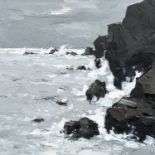 ‡ SIR KYFFIN WILLIAMS RA (Welsh 1918-2006) oil on canvas - dramatic Ynys Môn (Anglesey) cliffs,