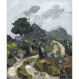 ‡ SIR KYFFIN WILLIAMS RA (Welsh 1918-2006) oil on canvas - entitled verso 'Old Barn, Ogwen' on