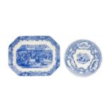 19TH CENTURY COCKFIGHTING CERAMICS including rare George Jones Staffordshire blue & white transfer