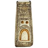 TROIKA POTTERY COFFIN VASE, incised with twin-tone brown and buff ground, signed to the base, 17.
