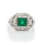 Smaragd-Diamant-Ring