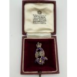 9ct Enamel Diamond Royal Horse Artillery Sweetheart Brooch  Fully Hallmarked 9ct made by Garrard &