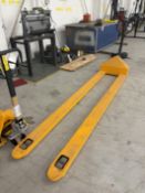 Hand Hydraulic Pallet Truck, 2000kg max. weight, forks approx. 3m long Please read the following
