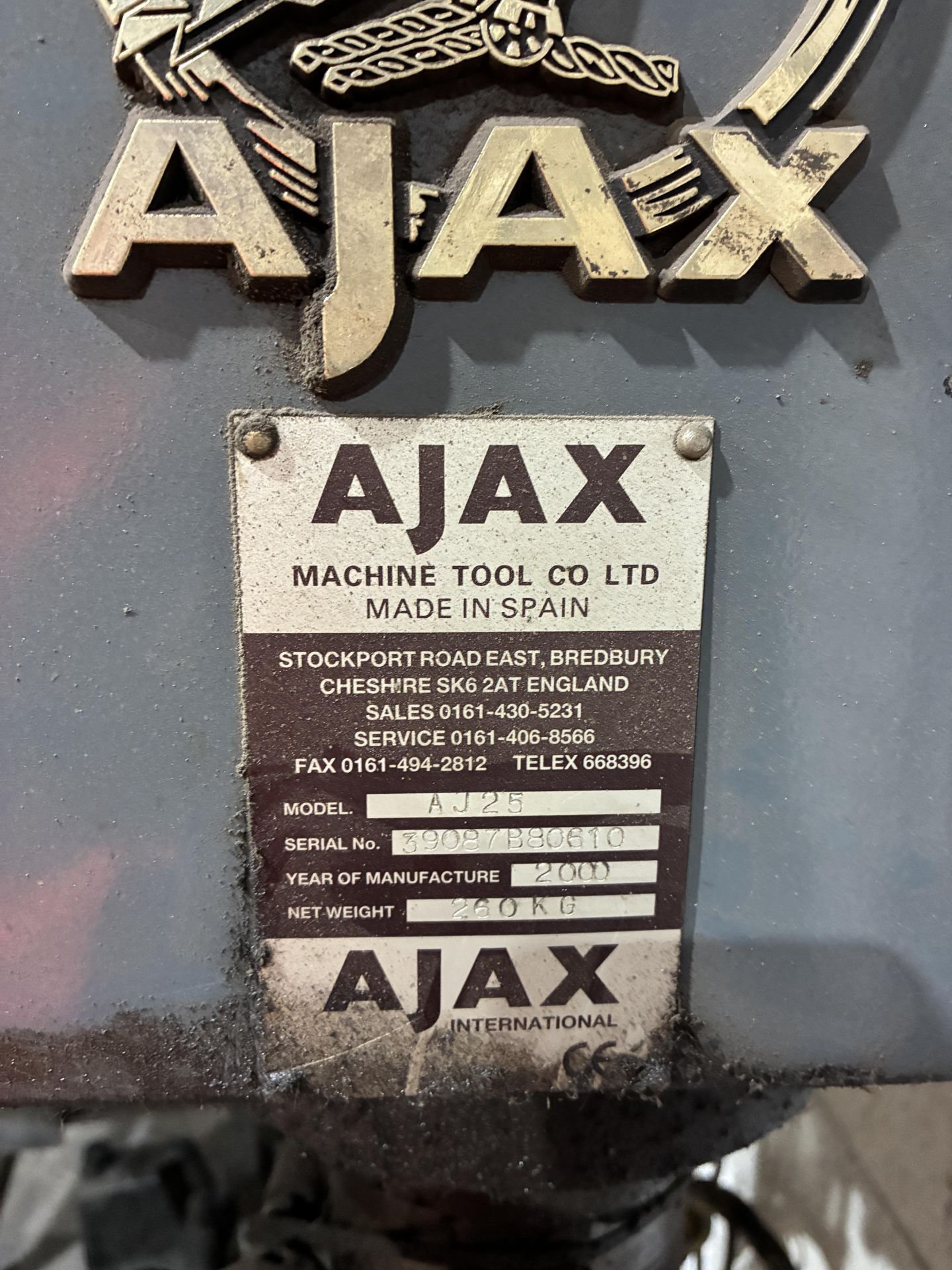 Ajax AJ25 Pillar Drill, serial no. 3908B80610, year of manufacture 2000, 260kg, 3-phase, 415V, - Image 7 of 7