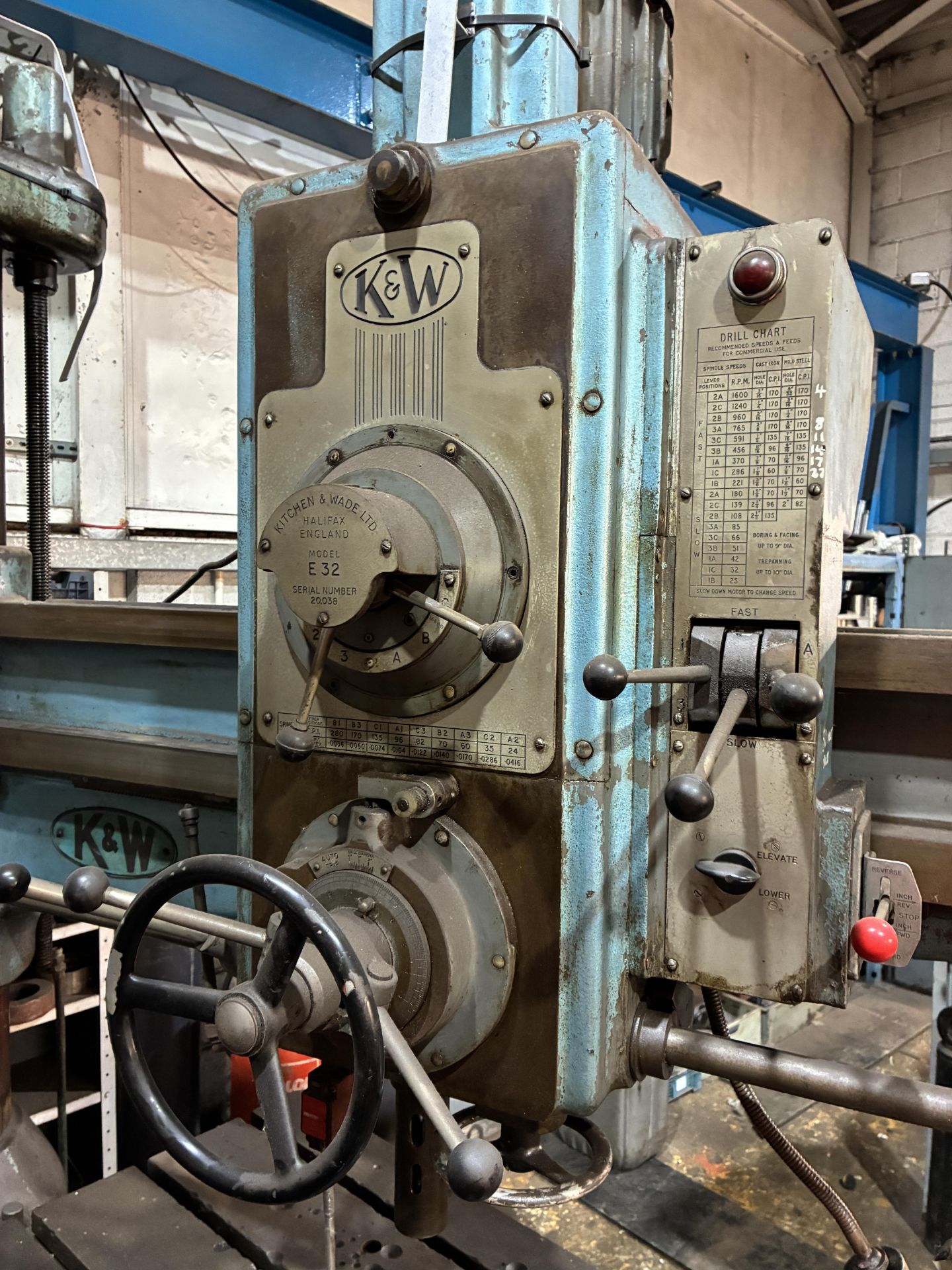Kitchen & Wade Type 46E32 Radial Arm Drill, serial no. 20038, year of manufacture 1957, 3-phase, - Image 5 of 14