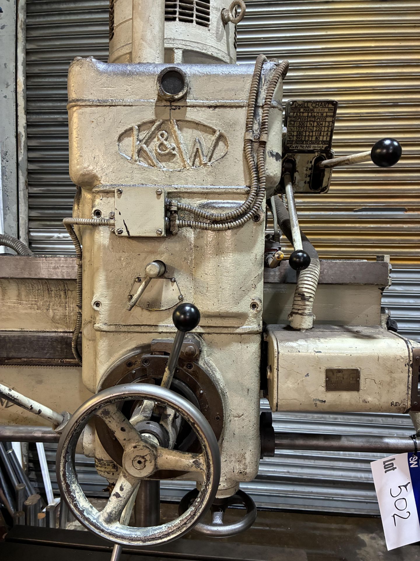 Kitchen & Wade Type 46E32 Radial Arm Drill, year of manufacture 1957, 3-phase, 415V, 50Hz, with - Image 10 of 13