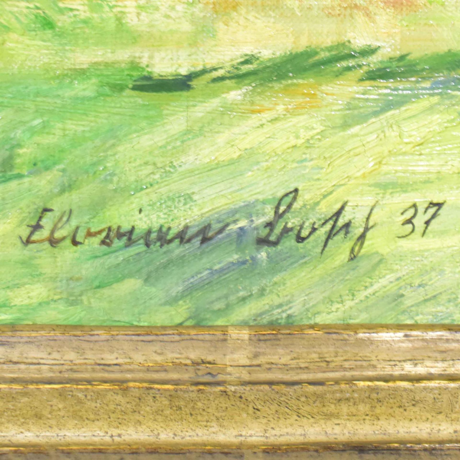 BOSCH, FLORIAN. Sommerliche Landschaft. Öl/Leinwand. - Bild 2 aus 3