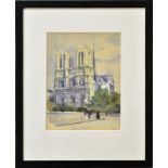 KLEY, HEINRICH. Blick auf Notre Dame. Aquarell, weiß gehöht.