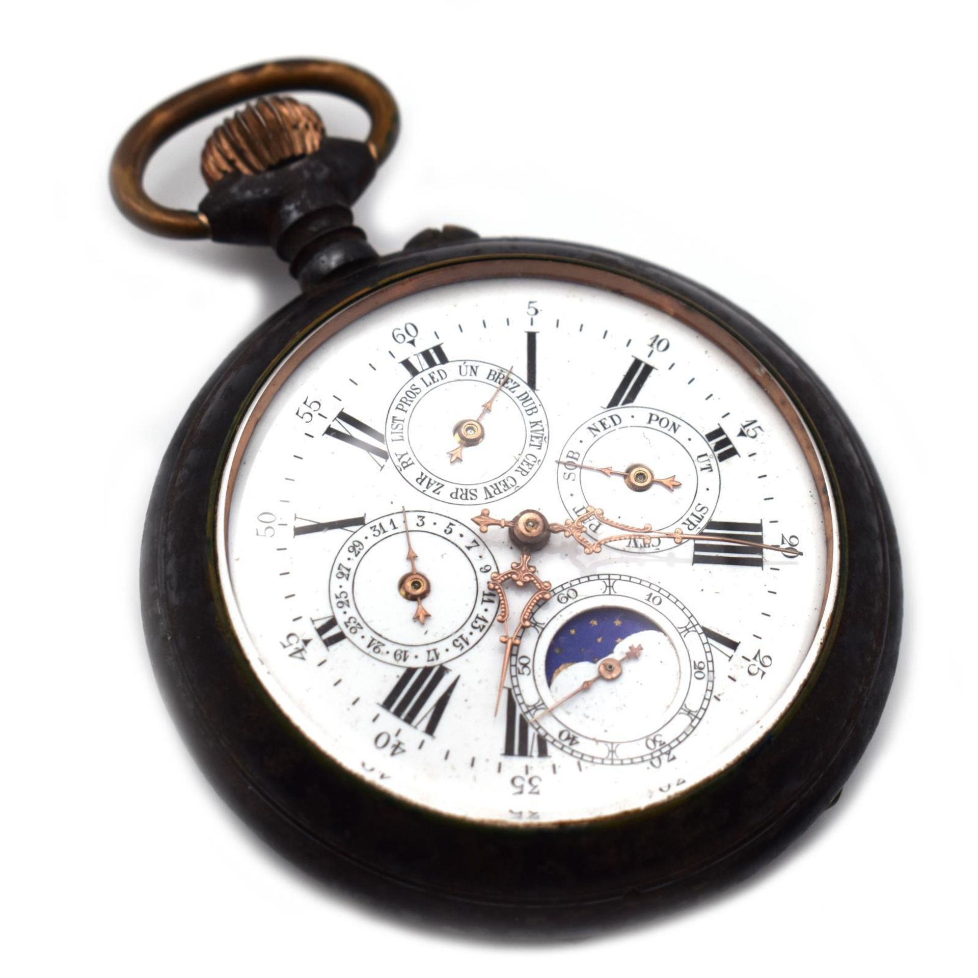 Taschenuhr. Gehäuse und Zwischendeckel Eisen.