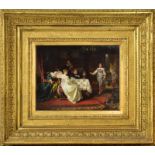 GAISSER, JAKOB EMANUEL. Höfische Szene mit Lautenspieler. Öl/Holz.