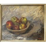 TIMNER, CARL. Schale mit Äpfeln. Öl/Leinwand.
