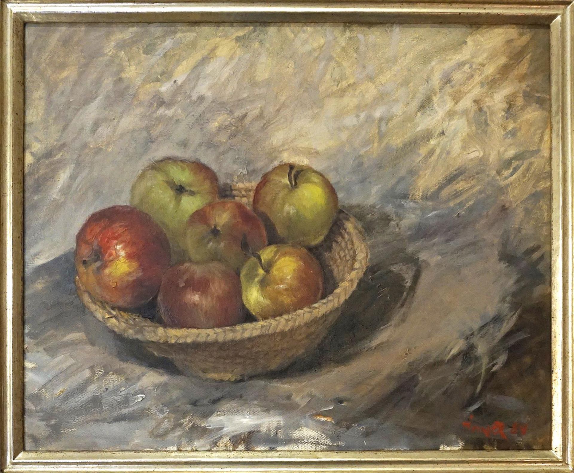 TIMNER, CARL. Schale mit Äpfeln. Öl/Leinwand.