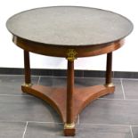 Tisch. 19./20. Jh. | Nussbaum furniert. Stein.