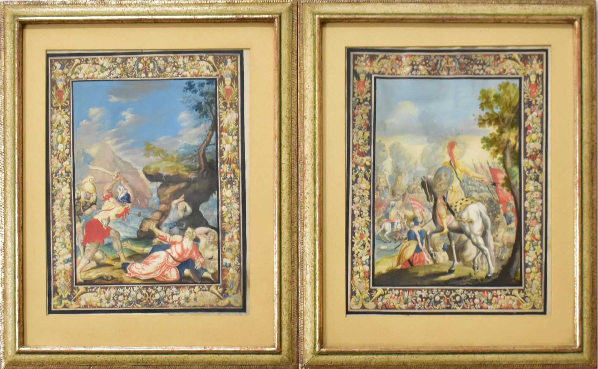 DEUTSCHLAND (WOHL). Kampf- und Schlachtenszene. Ein Paar Gouachen auf Pergament.