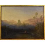 HEILMAYR, KARL (?). Blick von der Villa Doria auf San Pietro. Öl/Leinwand.