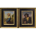 ROBERT, LÉOPOLD (?). Bildnis eines Italieners und einer Italienerin. Ein Paar Gemälde: Öl/Leinwand.