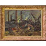 HUMMEL, THEODOR. Fabrikgelände. Öl/Karton.