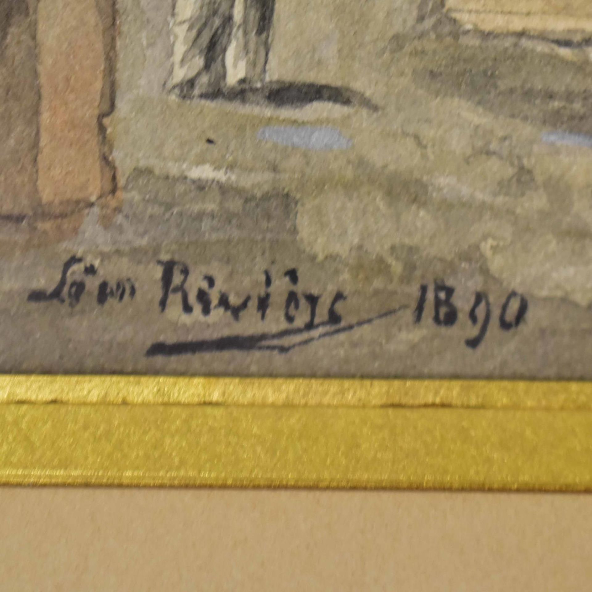 RIVIERE, LEON (?). Trajansbogen von Benevent. Aquarell. - Bild 2 aus 3