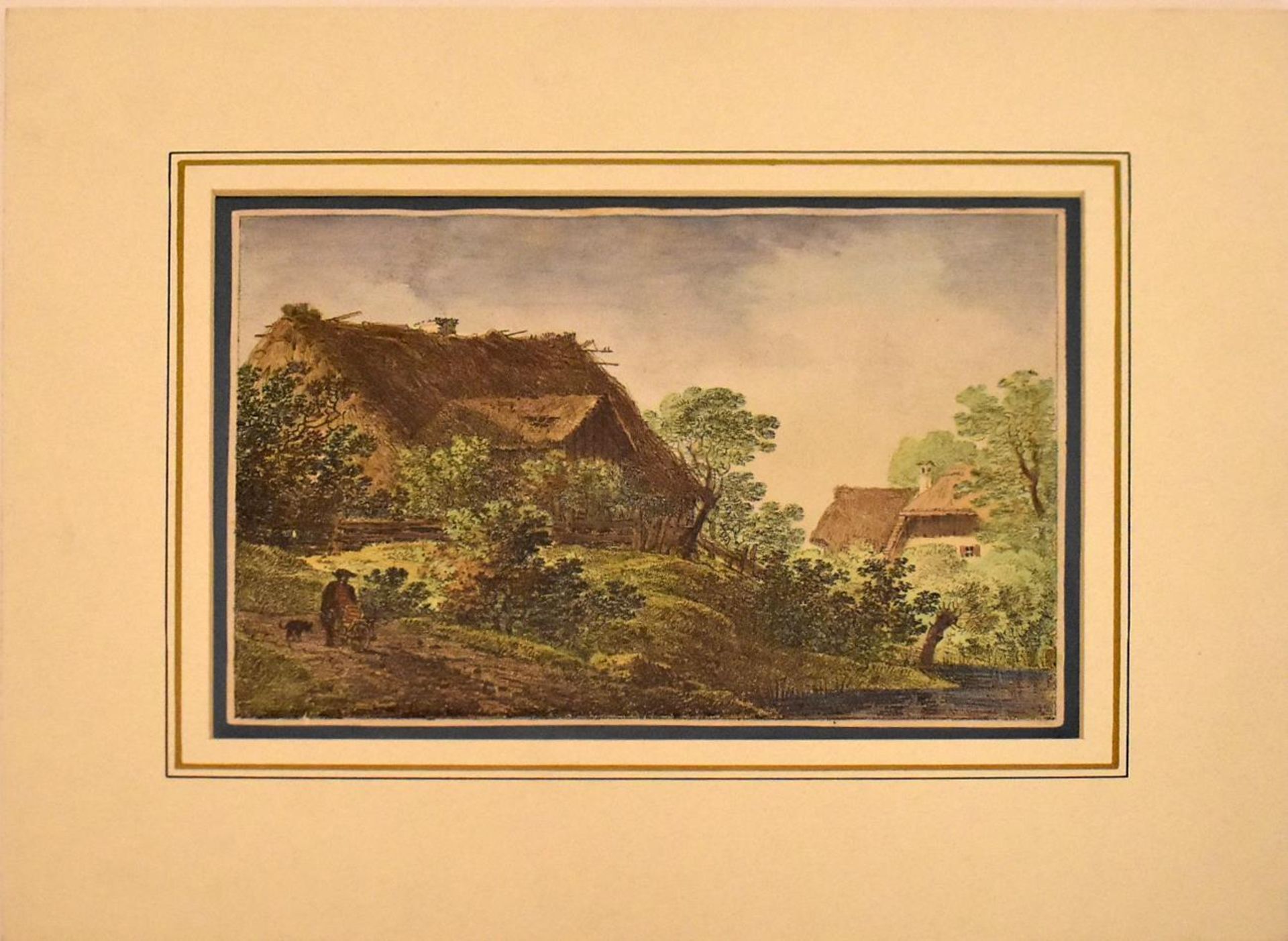 WAGENBAUER, MAX JOSEPH (WOHL). Dorflandschaft. Lithographie, koloriert. - Bild 2 aus 4